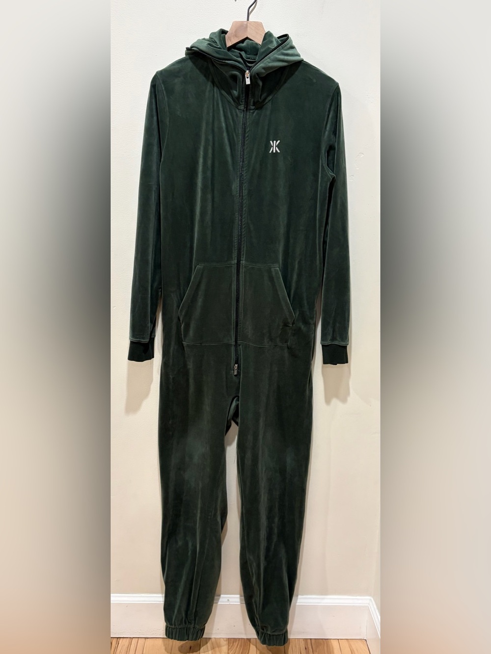 Onepiece Original Velour Jumpsuit Green Hooded Onesie - Men’s or Women’s Medium